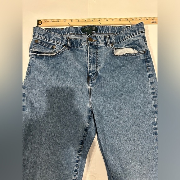Lauren Ralph Lauren Denim Skinny Jeans Women’s 12 Petite Light Wash Logo Stitch - Picture 5 of 9